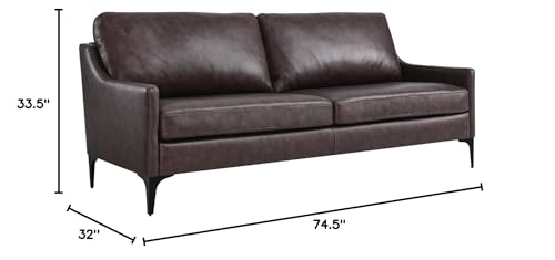 Modway Corland Ledersofa – Modernes Design mit Metallgestell, Braun, Federkernunterstützung
