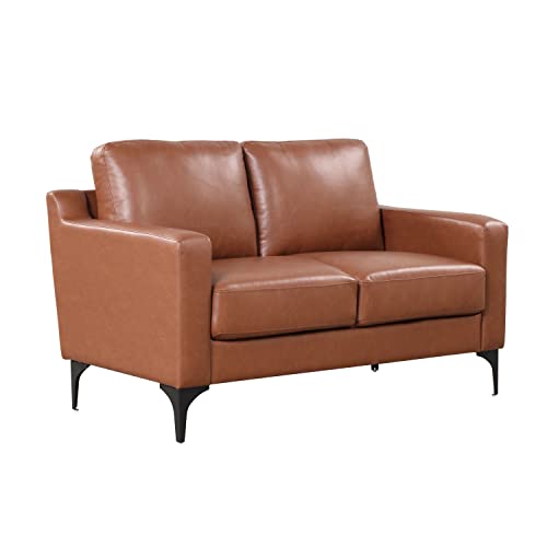 Serta Triton Loveseat 141 cm – Modernes Design, Veganleder, Metallbeine, Braun