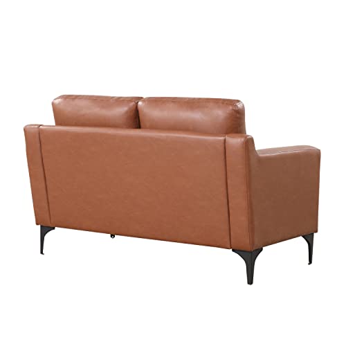 Serta Triton Loveseat 141 cm – Modernes Design, Veganleder, Metallbeine, Braun