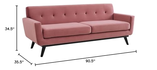 Modway Engage Samtsofa – Mid-Century Design, Staubiges Rosa, Abnehmbare Kissen