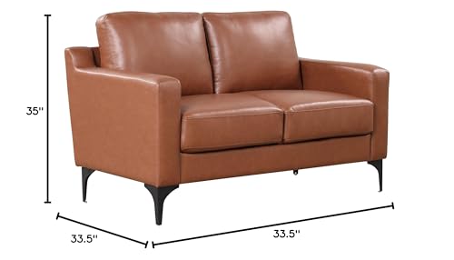 Serta Triton Loveseat 141 cm – Modernes Design, Veganleder, Metallbeine, Braun