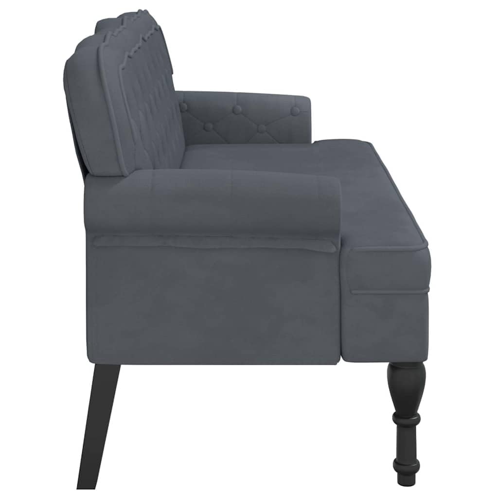 vidaXL Kleines Loveseat 120 cm – Chesterfield-Sofa aus Samt mit Knopfheftung und Rollarmen, 2-Sitzer, Dunkelgrau