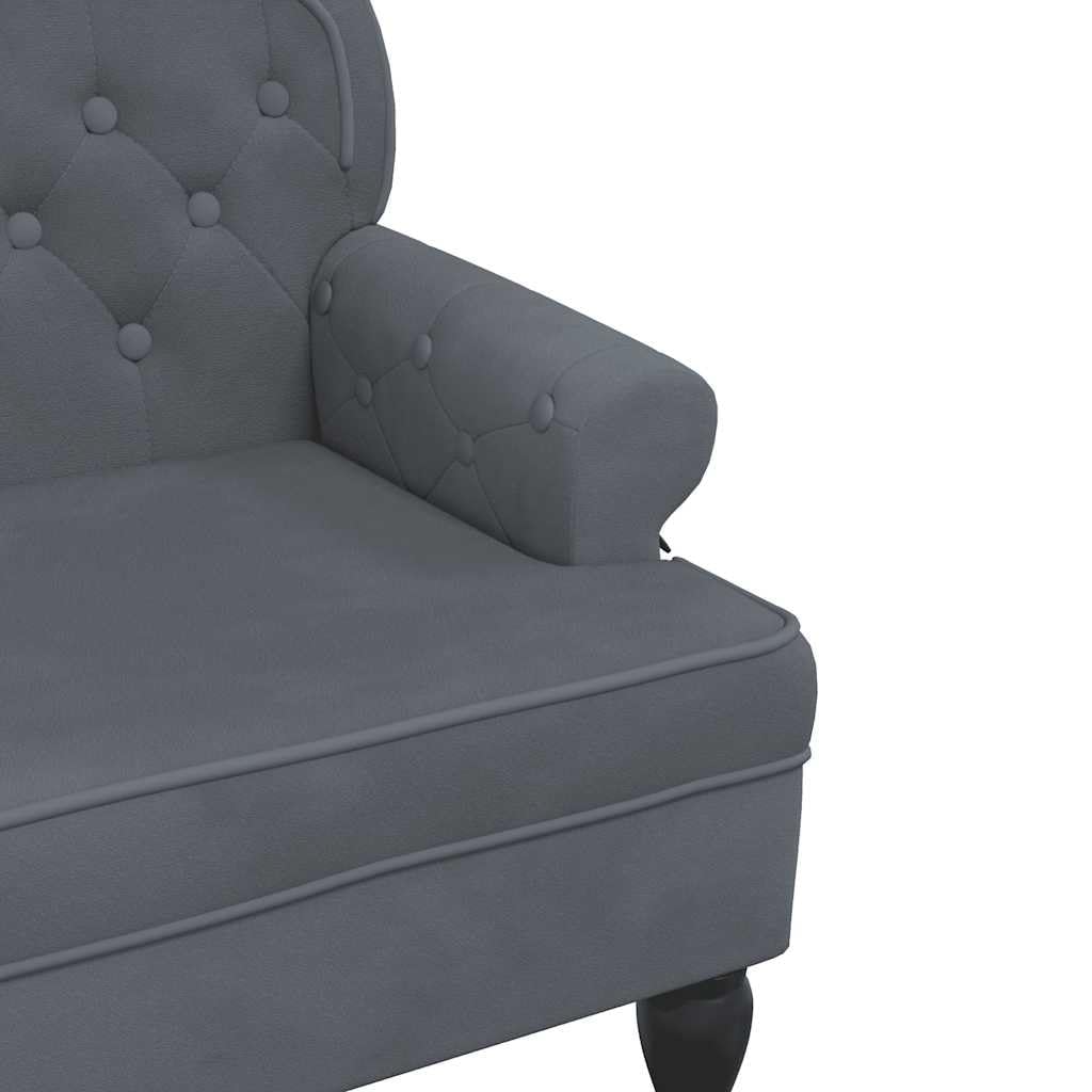 vidaXL Kleines Loveseat 120 cm – Chesterfield-Sofa aus Samt mit Knopfheftung und Rollarmen, 2-Sitzer, Dunkelgrau