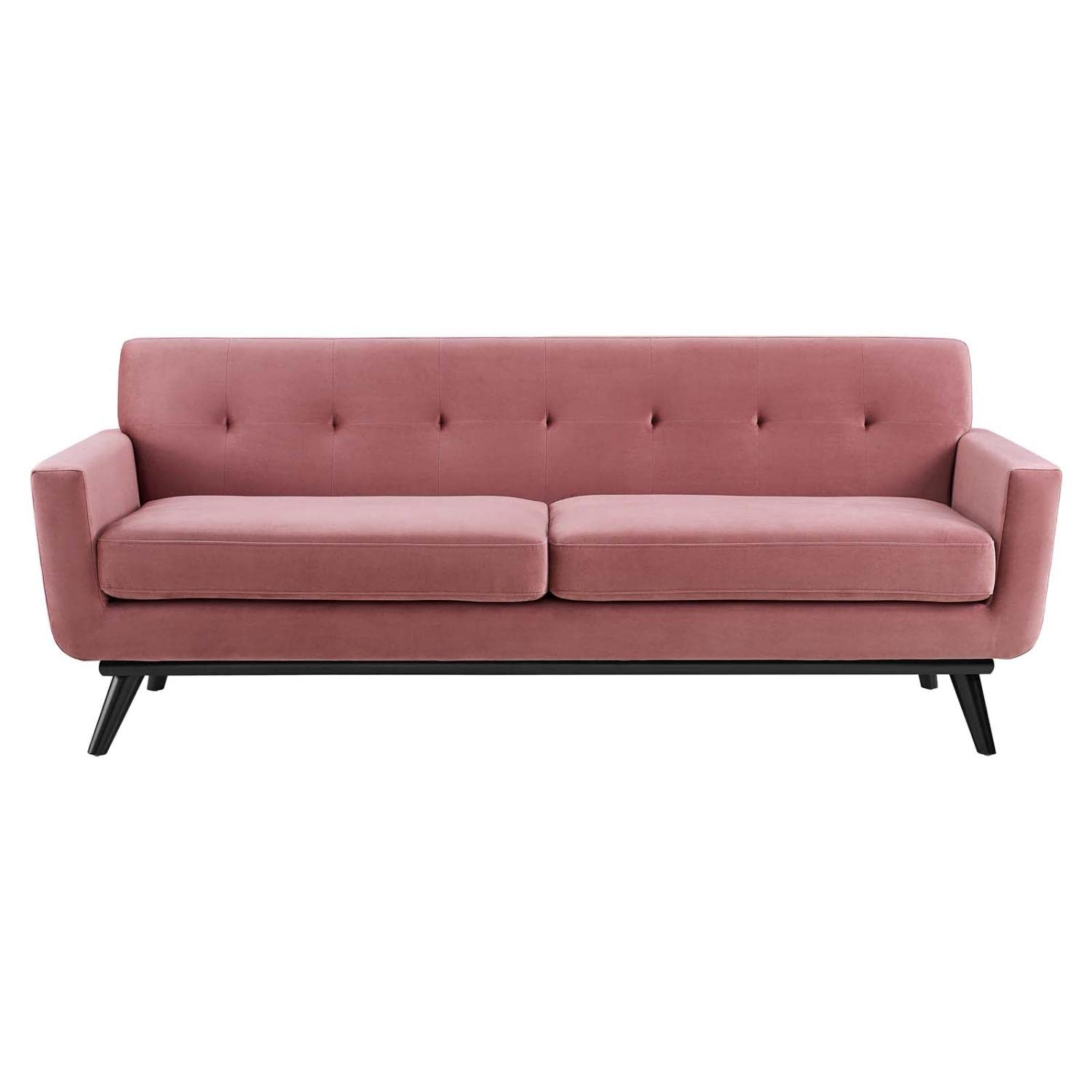 Modway Engage Samtsofa – Mid-Century Design, Staubiges Rosa, Abnehmbare Kissen