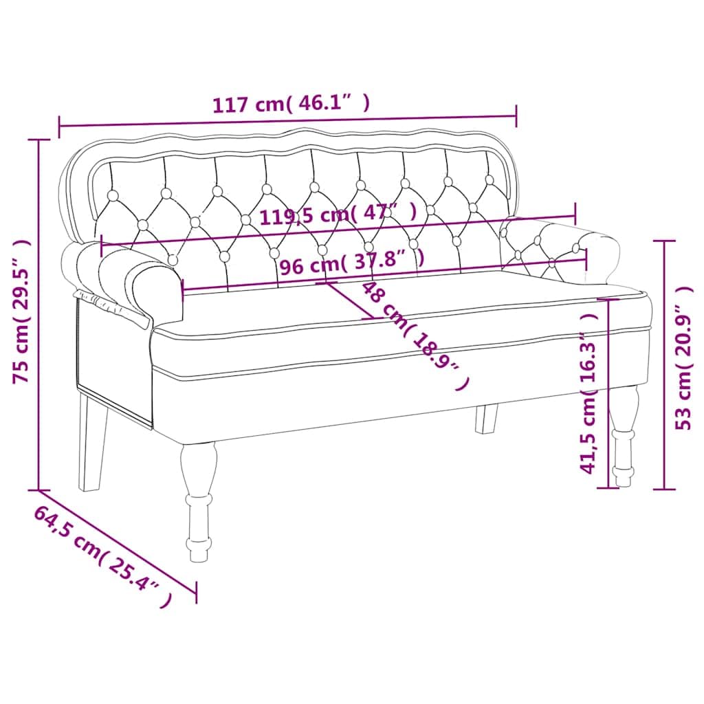 vidaXL Kleines Loveseat 120 cm – Chesterfield-Sofa aus Samt mit Knopfheftung und Rollarmen, 2-Sitzer, Dunkelgrau