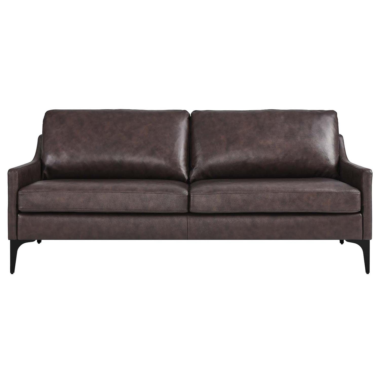 Modway Corland Ledersofa – Modernes Design mit Metallgestell, Braun, Federkernunterstützung