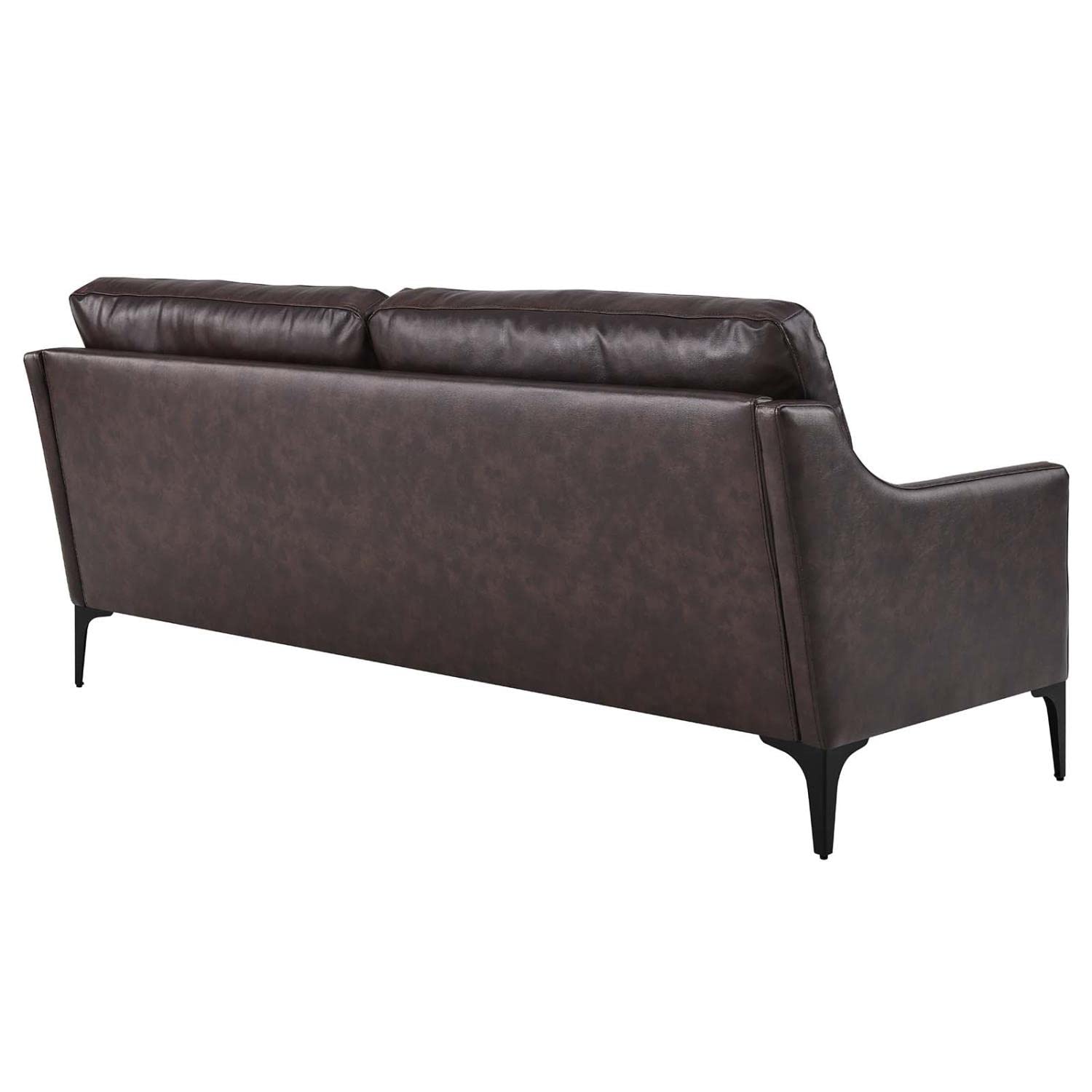 Modway Corland Ledersofa – Modernes Design mit Metallgestell, Braun, Federkernunterstützung