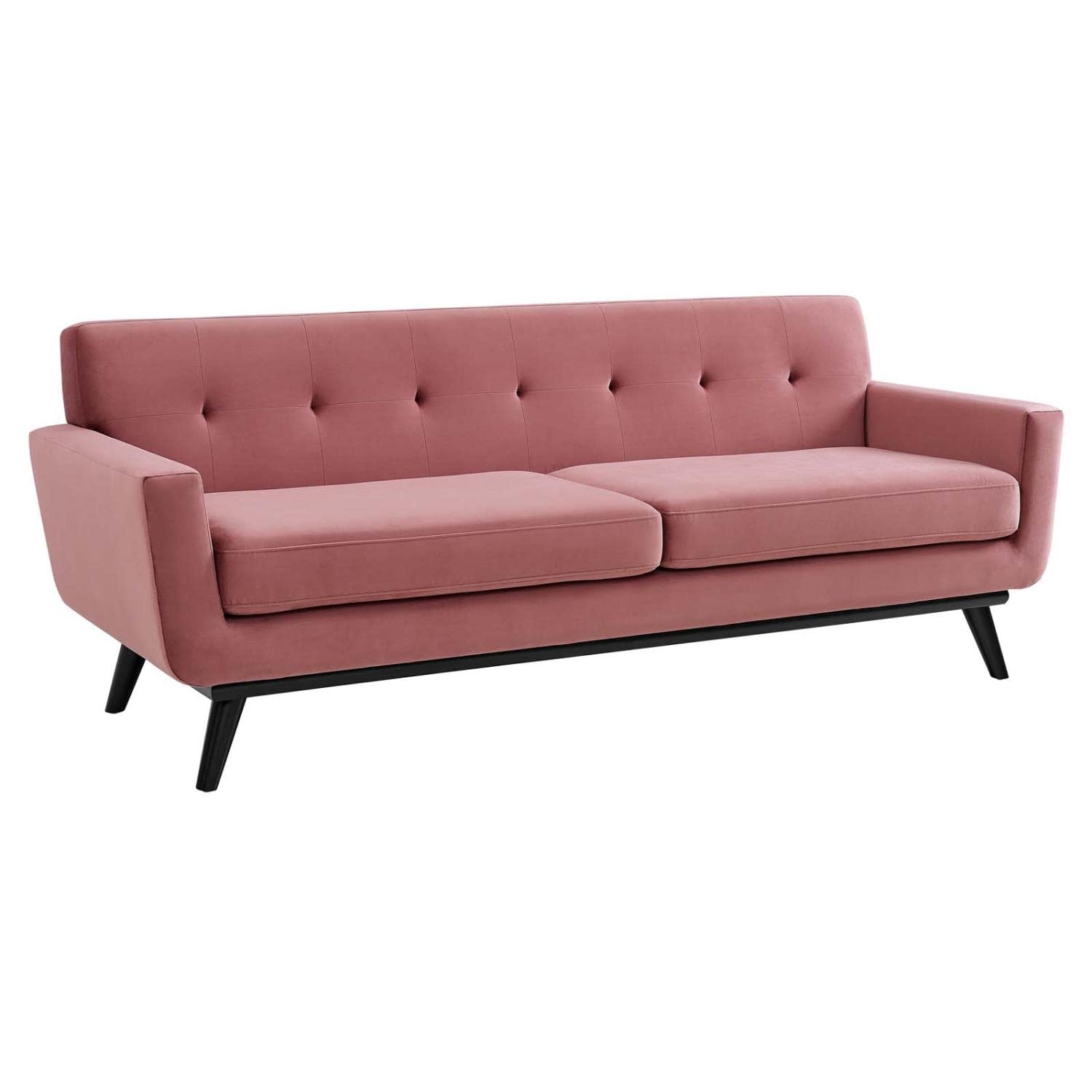 Modway Engage Samtsofa – Mid-Century Design, Staubiges Rosa, Abnehmbare Kissen
