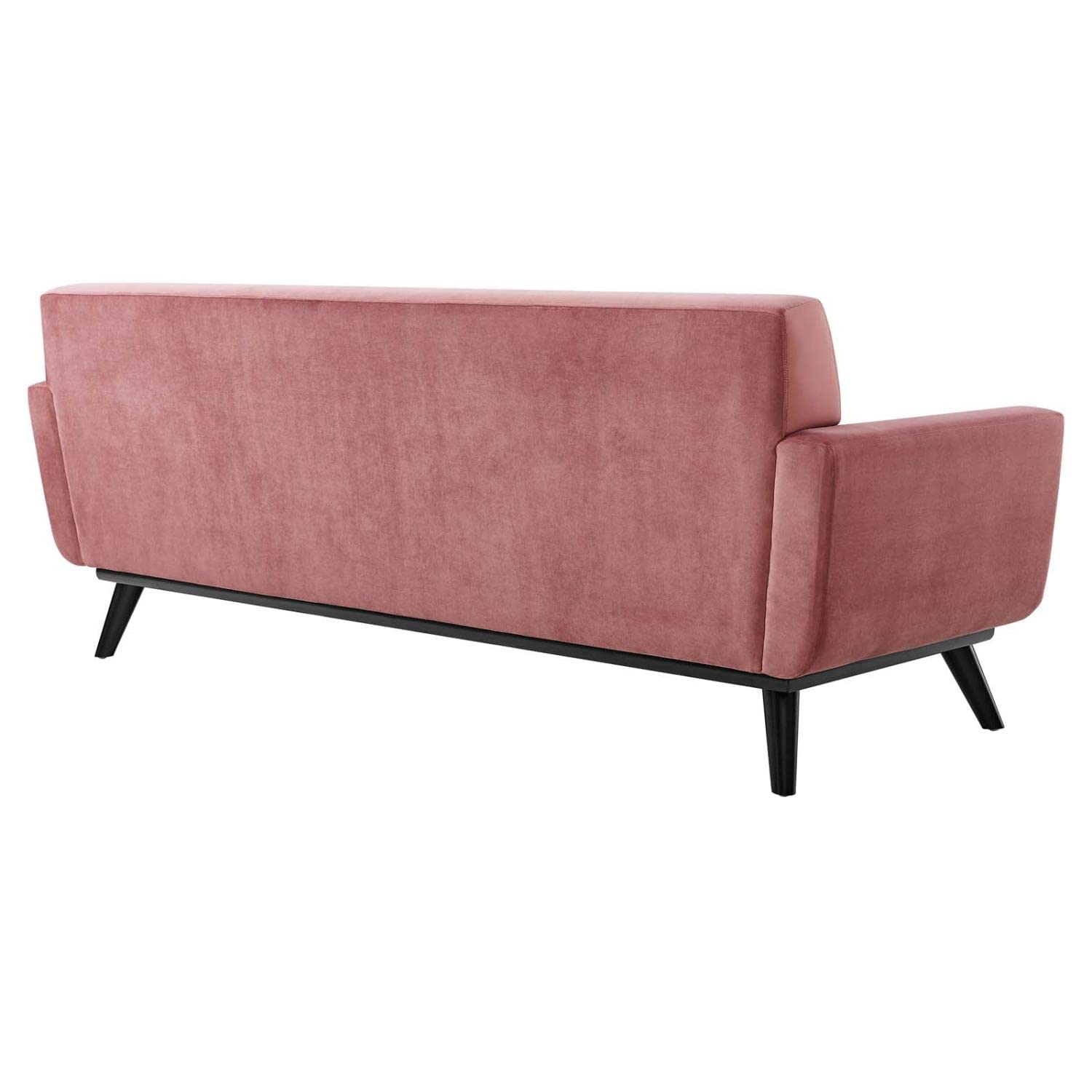 Modway Engage Samtsofa – Mid-Century Design, Staubiges Rosa, Abnehmbare Kissen