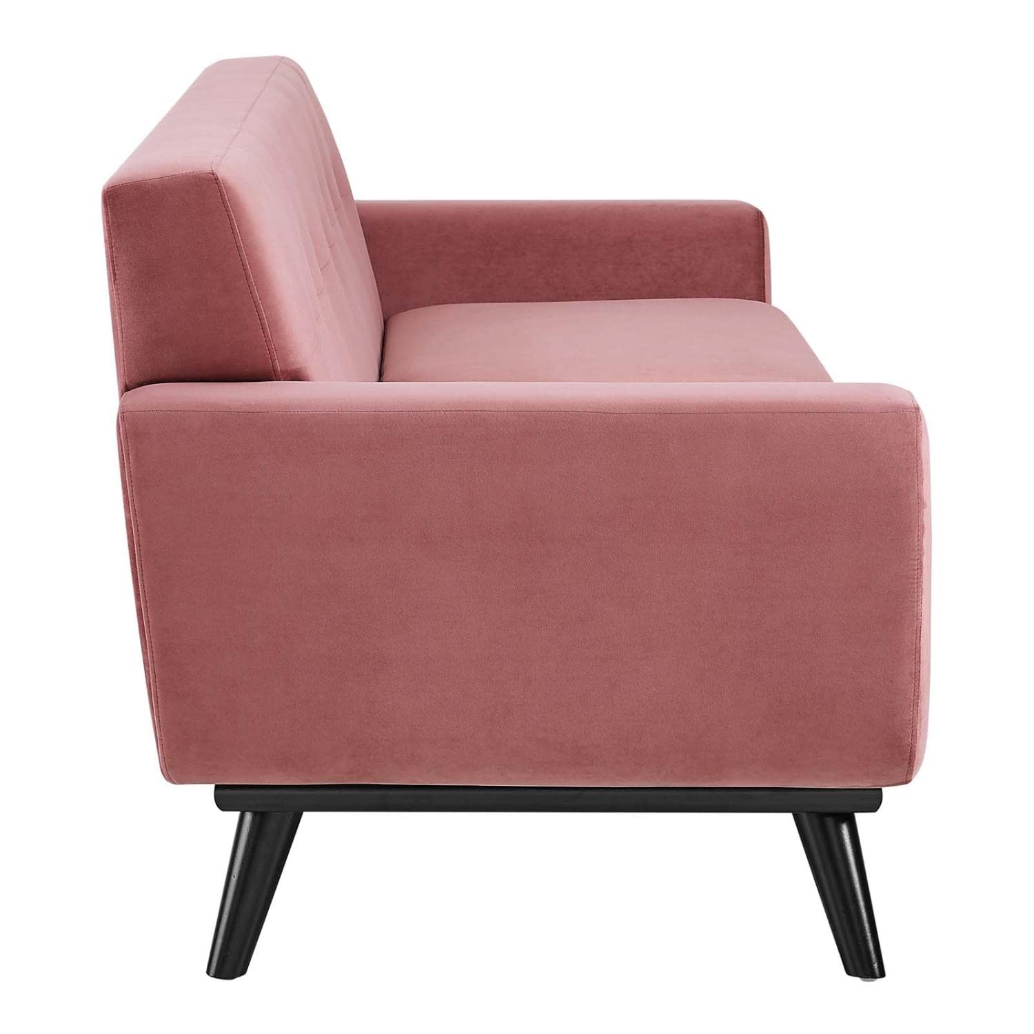 Modway Engage Samtsofa – Mid-Century Design, Staubiges Rosa, Abnehmbare Kissen