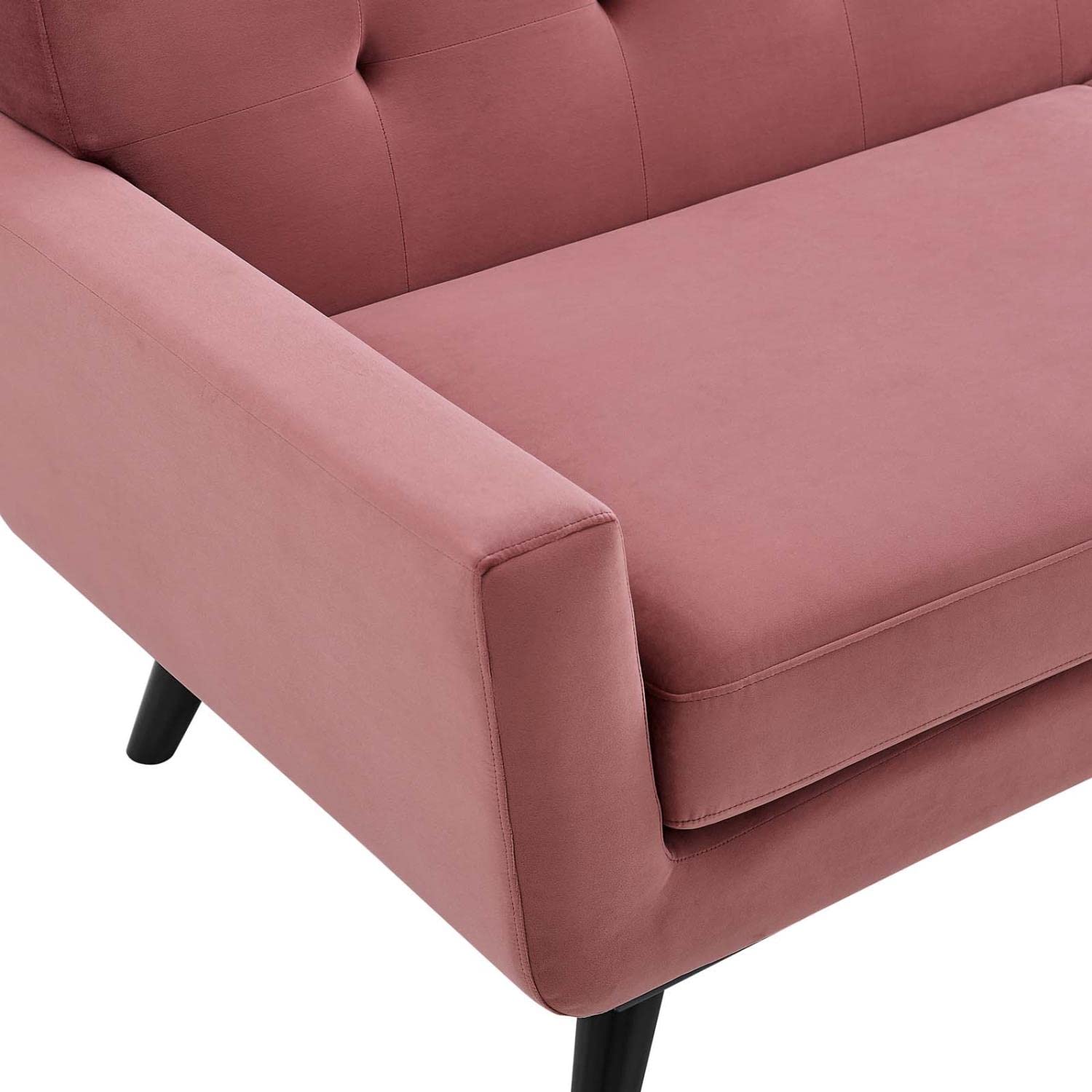 Modway Engage Samtsofa – Mid-Century Design, Staubiges Rosa, Abnehmbare Kissen