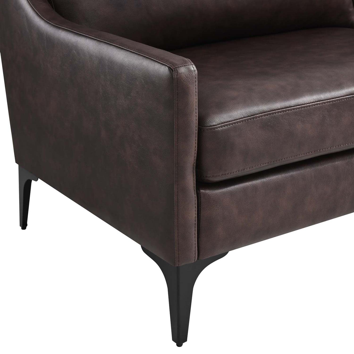 Modway Corland Ledersofa – Modernes Design mit Metallgestell, Braun, Federkernunterstützung