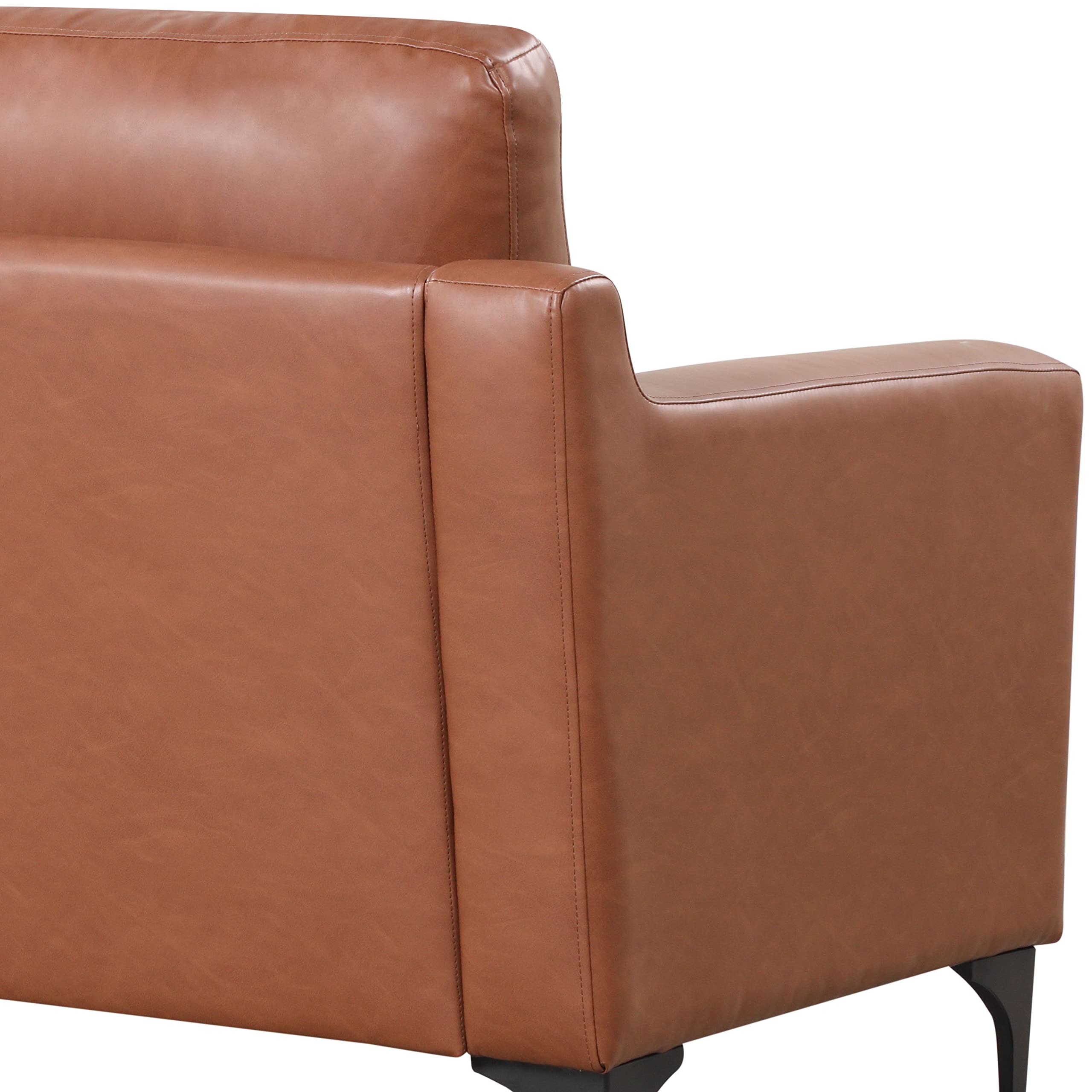 Serta Triton Loveseat 141 cm – Modernes Design, Veganleder, Metallbeine, Braun