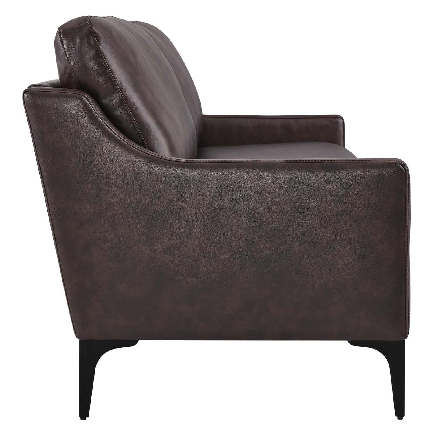 Modway Corland Ledersofa – Modernes Design mit Metallgestell, Braun, Federkernunterstützung