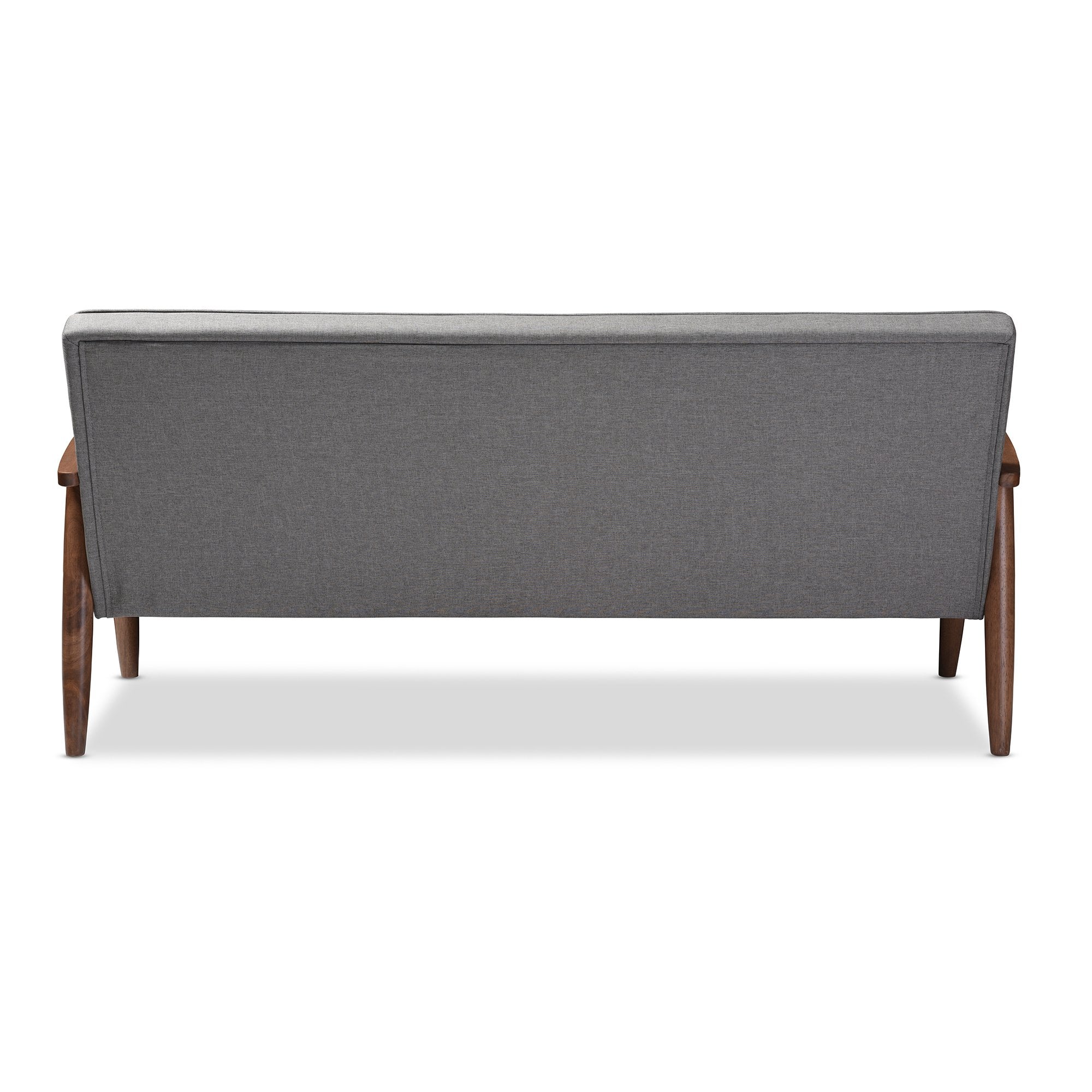 Baxton Studio Sorrento 3-Sitzer Sofa – Mid-Century Retro Modern, Samtstoff, Grau